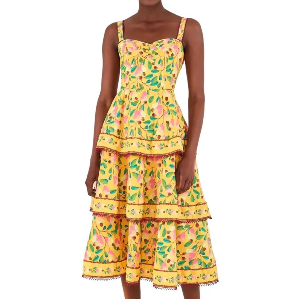 Farm rio Mini Cashew midi dress in Yellow Multi NWT from Anthropologie